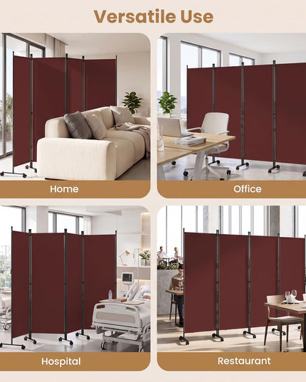 Giantex 4 Panel Folding Room Divider with Wheels