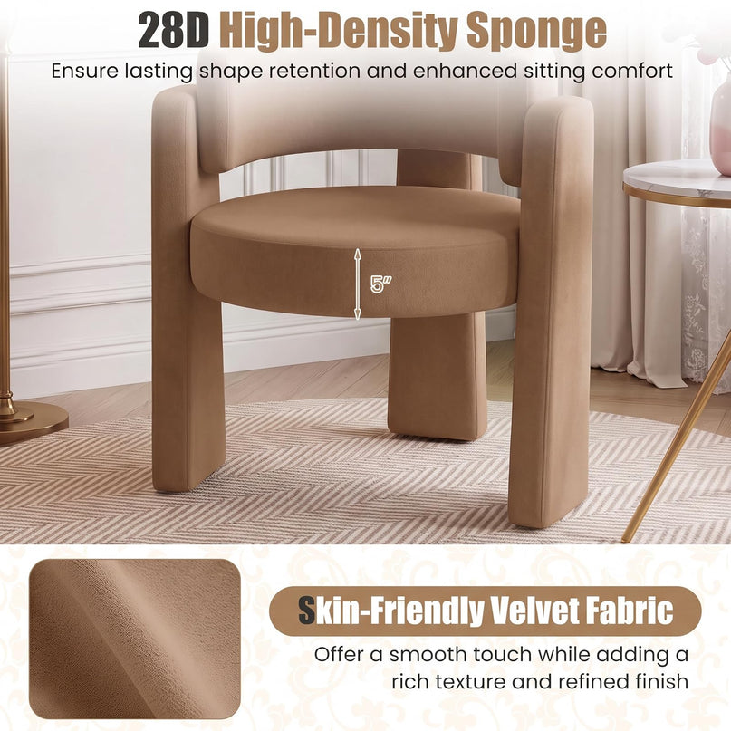 GIANTEX Modern Velvet Barrel Accent Chair with Thick Seat (1/2)