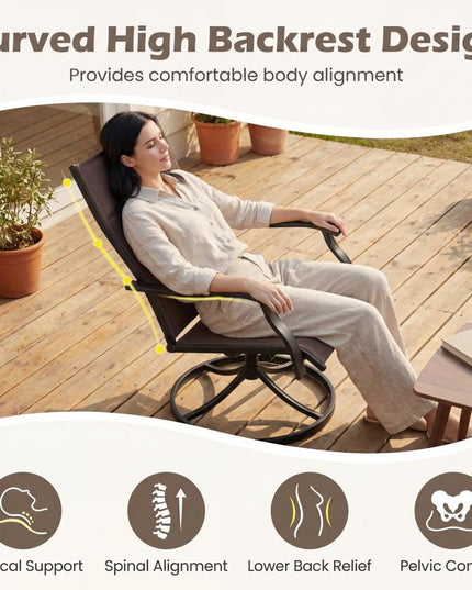 Giantex Patio Swivel Chairs Set of 2/4 w/Padded Seat & High Back