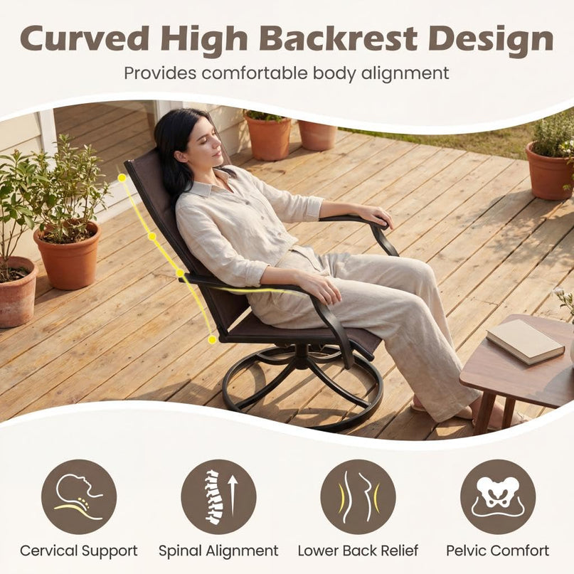 Giantex Patio Swivel Chairs Set of 2/4 w/Padded Seat & High Back
