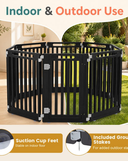 GIANTEX 32" Plastic Pet Fence with Lockable Door for Puppy