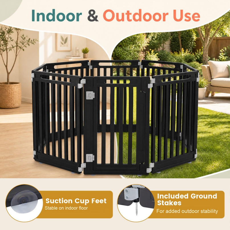 GIANTEX 32" Plastic Pet Fence with Lockable Door for Puppy