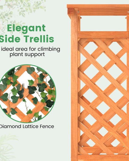 31" x 12.5" x 60" Raised Garden Bed with 2-Sided Trellis & Hanging Roof