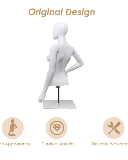 Female Mannequin Torso Adjustable Height Detachable Arms Dress Form - Giantex