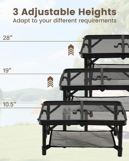 Giantex 2 FT Folding Camping Table Max 28" w/ 3 Adjustable Heights