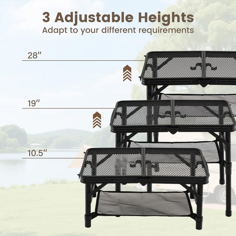 Giantex 2 FT Folding Camping Table Max 28" w/ 3 Adjustable Heights