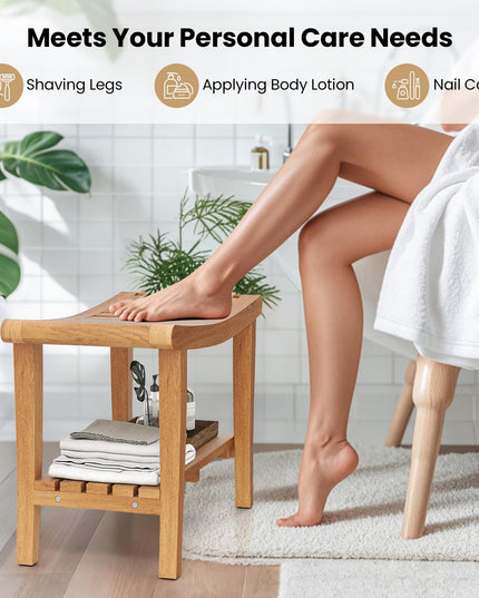 Giantex Teak Wood Shower Bench