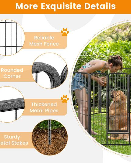 Giantex Dog Playpen Outdoor 40" H - 8/16 Panels Metal Pet Fence for Large Dogs, Heavy Duty Dog Pen Exercise Fence with Door