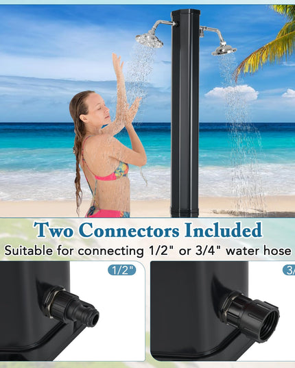 Giantex 9.3 Gallon Outdoor Shower, Solar Shower with Dual 360°Rotating Shower Heads, 2 Foot Showers