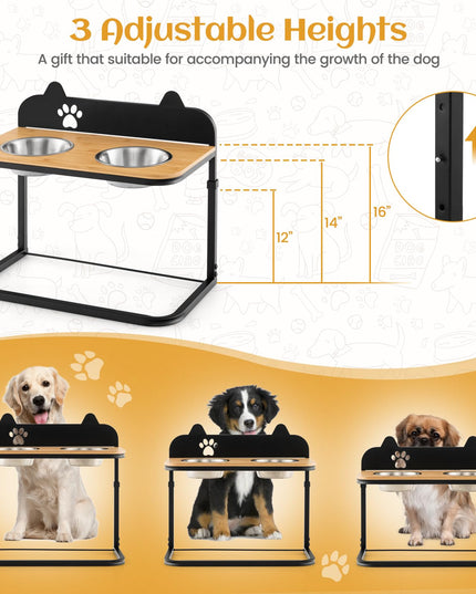 Giantex Elevated Dog Bowls Stand - Raised Pets Cats Feeding Station