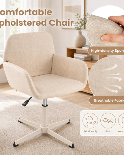 GIANTEX Vanity Chair with Back | 360° Swivel Armchair w/Adjustable Height (1/2)