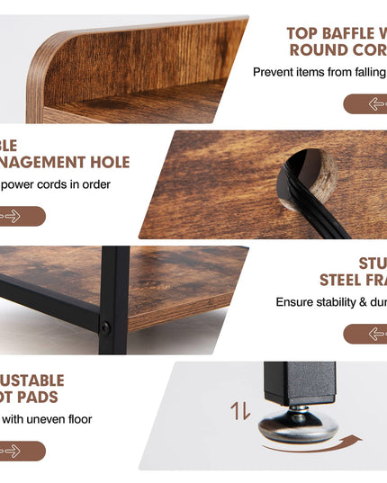 Giantex Nightstand with Charging Station - Sofa Side Table