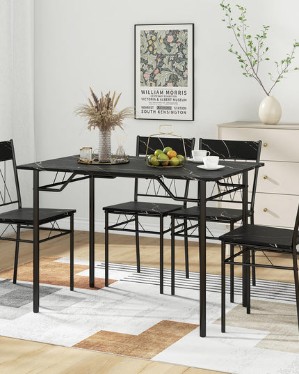 Giantex Dining Table Set for 4, 5-Piece Breakfast Nook with Kitchen Table, 4 Dining Chairs