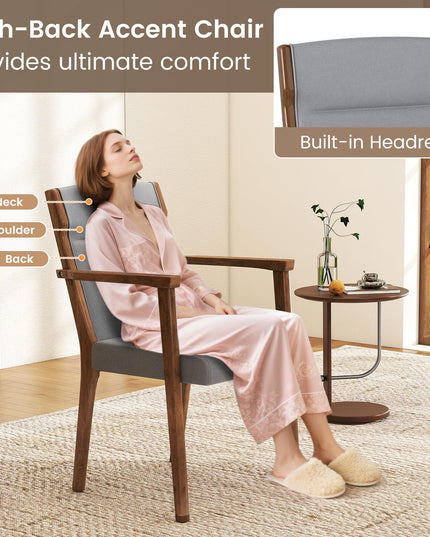 Giantex Mid Century Modern Accent Chair with High Back Headrest & Soft Cushion