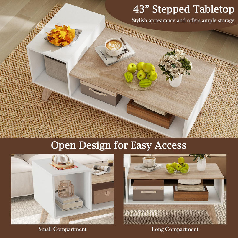 Giantex 2 Tier Coffee Table with Storage for Small Space Apartment