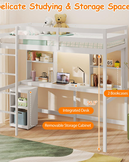 Giantex Twin Loft Bed with Desk and Hutch for Dorm Apartment