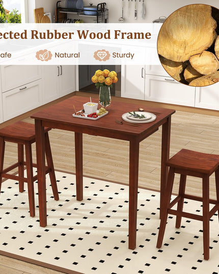 Giantex Bar Table and Chairs Set - 3-Piece Counter Height Dining Table Set with Hangable Bar Stools