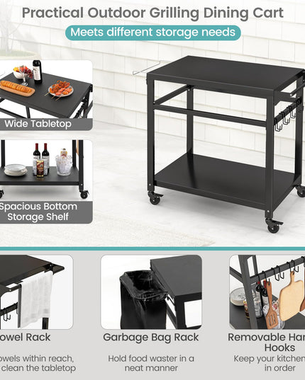 Giantex Outdoor Grill Cart - Pizza Oven Stand Table with Lockable Wheels