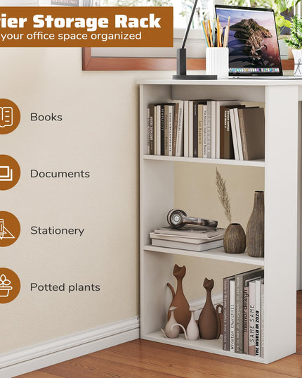 Giantex 35.5 Inch Compact Home Office Desk with Storage Bookshelf