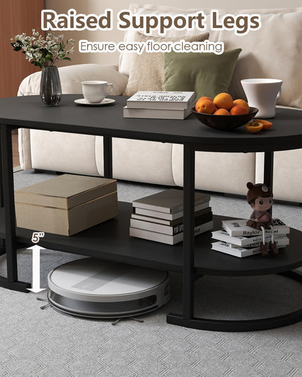Giantex 2-Tier Coffee Table Oval Center Table