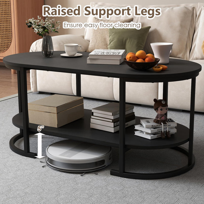 Giantex 2-Tier Coffee Table Oval Center Table