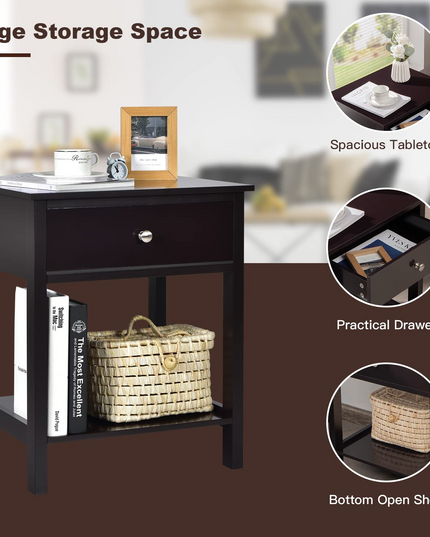 Multifunctional Bedside Sofa Side Table, Accent Home Furniture w/Stable Frame