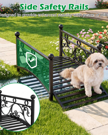 Giantex 3.3 FT Metal Garden Bridge with Powder-Coated Finish & Scrollwork Rails
