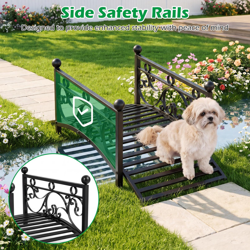 Giantex 3.3 FT Metal Garden Bridge with Powder-Coated Finish & Scrollwork Rails