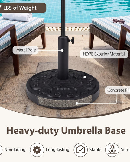 Giantex 27 lbs Patio Umbrella Base Pre-Filled Cement Weighted Umbrella Base