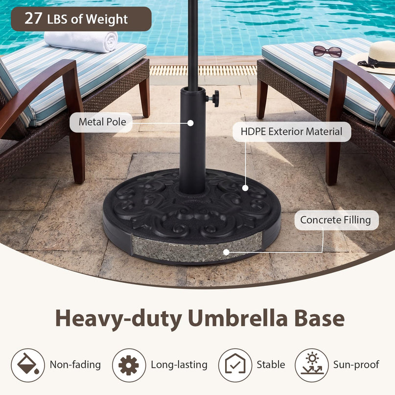 Giantex 27 lbs Patio Umbrella Base Pre-Filled Cement Weighted Umbrella Base