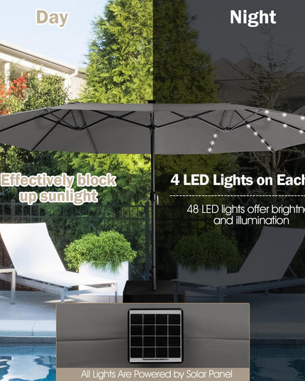 Parasol double face géant de 4,5 m pour l'extérieur Giantex