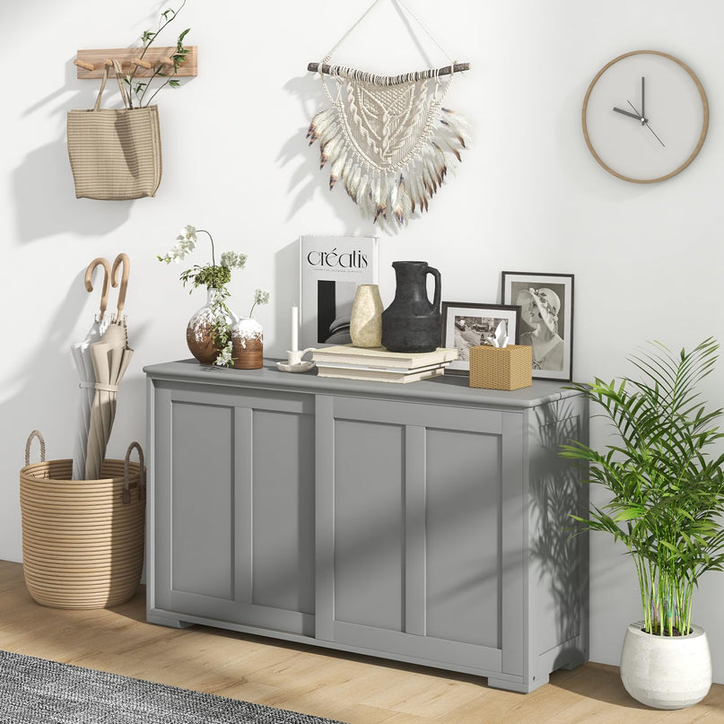 Giantex Buffet Cabinet with Storage, Coffee Bar Wine Cabinet, Farmhouse Sideboard w/Sliding Door