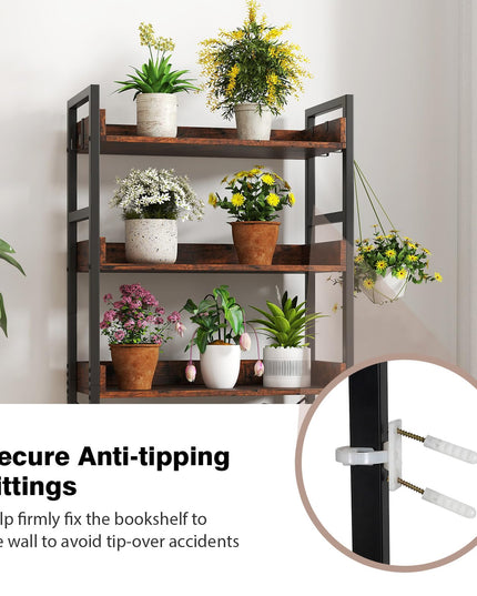 Giantex 5 Tier Bookshelf with 4 Hooks Set of 2 for Living Room