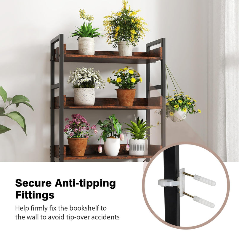 Giantex 5 Tier Bookshelf with 4 Hooks Set of 2 for Living Room
