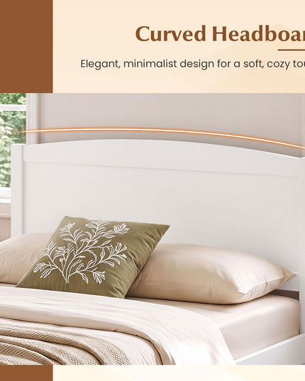 Giantex Twin/Queen/King/Full Size Wooden Bed Frame with Curved Headboard