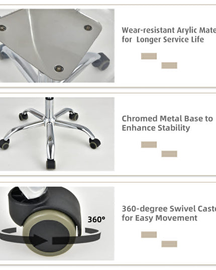 Giantex Clear Desk Chair, Acrylic Armless Office Rolling Chair, Height Adjustable Leisure Ghost Chair