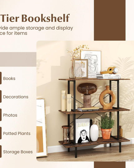 GIANTEX 3-Tier Bookshelf Industrial Bookcase with Open Shelves