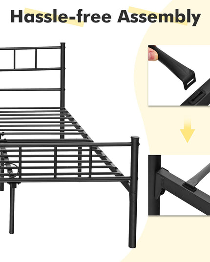 Mattress Foundation w/Heavy Duty Steel Slat Support, No Box Spring Needed