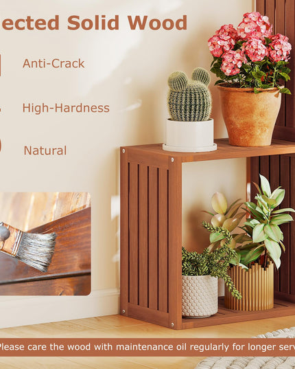 Giantex Solid Wood Stacking Storage Organizers w/Open Slatted Design