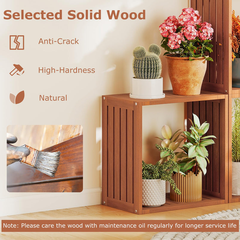 Giantex Solid Wood Stacking Storage Organizers w/Open Slatted Design
