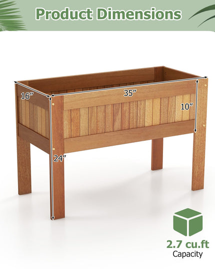 Giantex Wooden Raised Garden Bed, Solid Wood Elevated Planter Box w/Legs, 35”Lx 16”Wx24”H