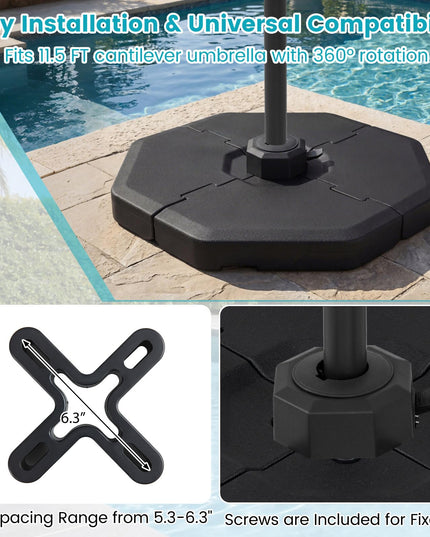 Giantex 4-Piece Fillable Offset Patio Umbrella Base 420 lbs