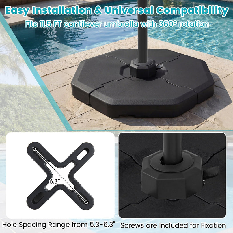 Giantex 4-Piece Fillable Offset Patio Umbrella Base 420 lbs