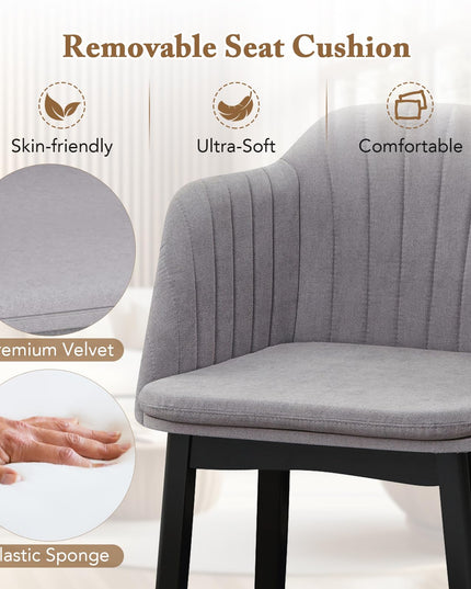Giantex Modern Dining Chairs, Upholstered Velvet Accent Chairs w/Curved Backrests & Rubber Wood Legs