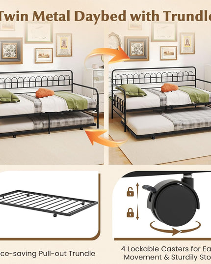 Giantex Twin Daybed with Trundle for Living Room