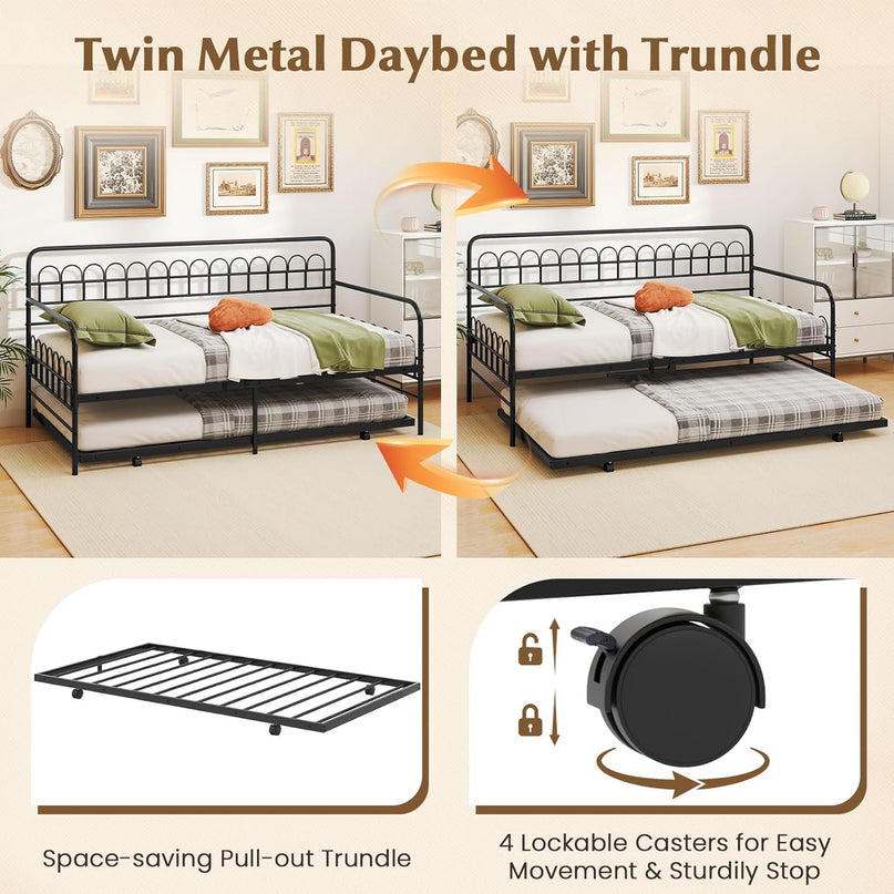 Giantex Twin Daybed with Trundle for Living Room