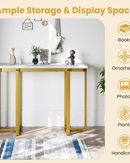 Giantex 42" Console Table Modern Faux Marble Entryway Table