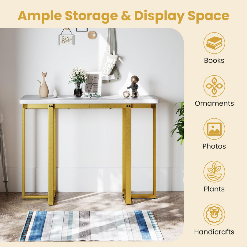 Giantex 42" Console Table Modern Faux Marble Entryway Table