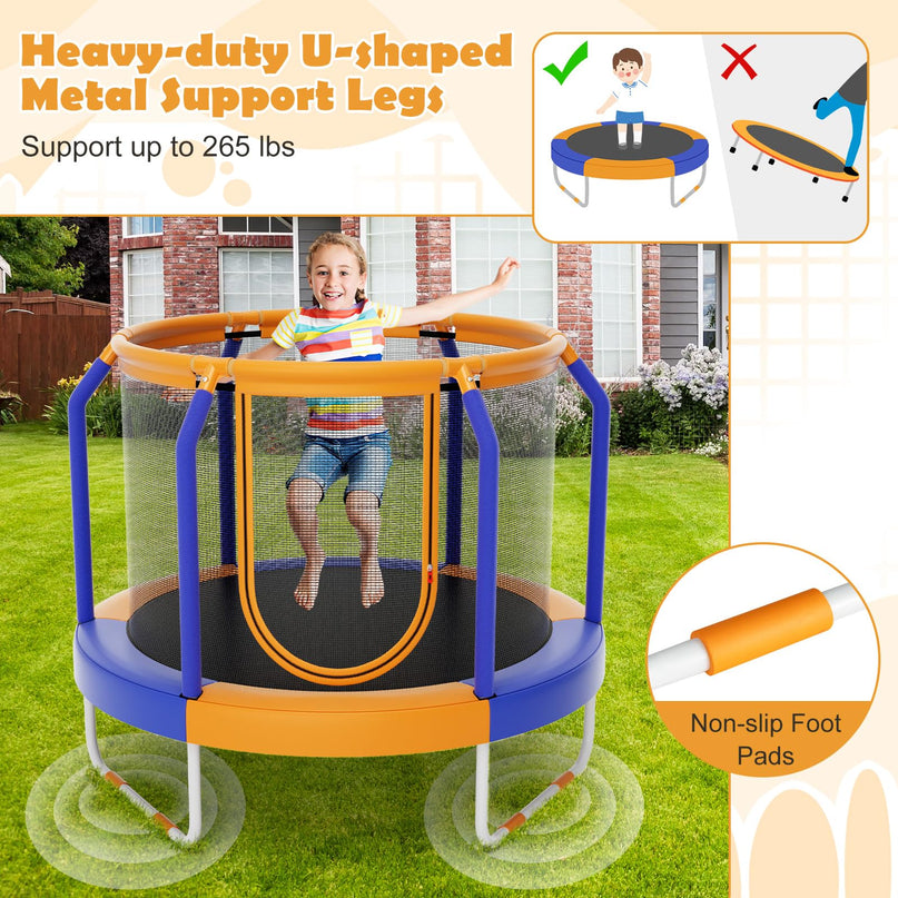Giantex 48" Trampoline for Kids, Toddler Trampoline with Safety Enclosure Net, Max Load 265 Lbs