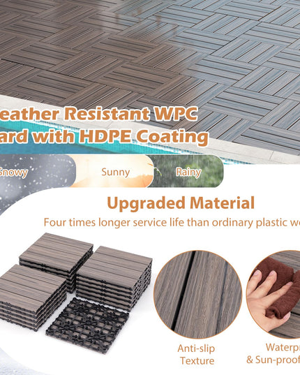 Giantex Interlocking Deck Tiles 18/36 Pack - 12" x 12" Weatherproof Composite Outdoor Flooring Covering